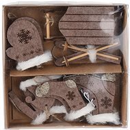 H&L Sada vánočních dekorací 10ks, hnědá, textil, dřevo - Karácsonyi díszítés