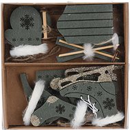 H&L Christmas decorations set, green, textile/wood, 10 pcs - Christmas Ornaments