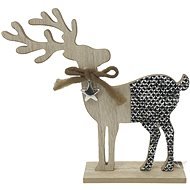 H&L Sob dřevěný s kožíškem, (28x16x5cm), šedá, varianta 2 - Vánoční dekorace