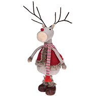 H&L Vánoční dekorace stojící Sob, teleskopické nohy, červená vesta - Karácsonyi díszítés