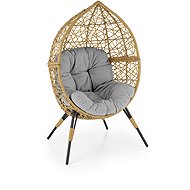 HALMAR Garden armchair Oskar, textile, rattan, natural/grey - Garden Armchair