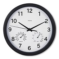 Hama Malta 25 cm, silent operation, thermometer/humidity gauge, black - Wall Clock