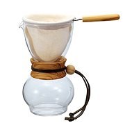 Hario Dripper Woodneck kombinácia karafy, balněného filtra a sklenené karafy s hrdlom z olivového drie - Kávovar