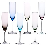 HARRACHOV 1712 Assorted Champagne Flutes, Hand-Blown Crystal, Multicolour, 180ml, 6pcs - Glass