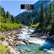 Brock Personal scale, digital, max 180 kg, with thermometer, 2 AAA batteries, mountain river motif - Bathroom Scale