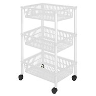 HEIDRUN Shelf on wheels 40 × 30 × 66 cm basket grey, 3 tiers, plastic - Shelving Unit