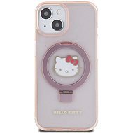 Hello Kitty IML Ringstand Glitter Kitty Head Logo MagSafe Zadný Kryt na iPhone 15 Pink - Kryt na mobil