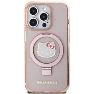Hello Kitty IML Ringstand Glitter Kitty Head Logo MagSafe Zadný Kryt na iPhone 15 Pro Pink - Kryt na mobil