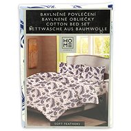 HOME ELEMENTS Cotton bed linen, blue feather, single bed - Bed Linen