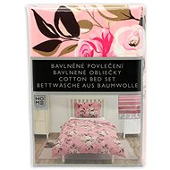 HOME ELEMENTS Cotton single bed linen, reversible, pink, large flowers - Bed Linen