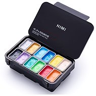 HIMI 12 Shiny Metallic Colours (black case) - Gouache Paints