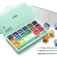 HIMI Jelly Cup Gouache Set 18 Colours, + 3 brushes, Green Edition - Gouache Paints