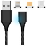 Hishell 3in1 Magnetic Charging Cable (USB-C + Lightning + Micro USB) čierny - Napájací kábel