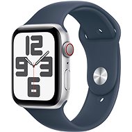 Apple Watch SE Cellular 44mm Silver Aluminium Case with Storm Blue Sport Band - S/M - Smart Watch