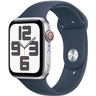 Apple Watch SE Cellular 44mm Silver Aluminium Case with Storm Blue Sport Band - M/L - Chytré hodinky