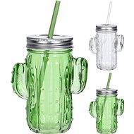 H&L Cactus Glass Mug with Straw Set - Glass