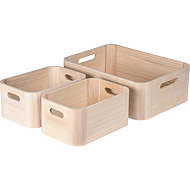 H&L Set of 3 storage boxes WoodyBox, light wood - Storage Box