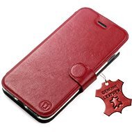Mobiwear kožené flip na Apple iPhone 14 Pro – Tmavo červené - Puzdro na mobil