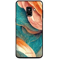 Mobiwear Glossy lesklý na Samsung Galaxy A8 2018 - G025G - Azúrový a oranžový mramor - Kryt na mobil