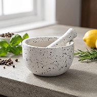 H&L StoneLook mortar 330 ml, stoneware, granite effect - white - Mortar