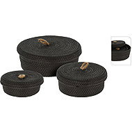 H&L BlackTwist with lid, 3 pcs, black - Storage Basket