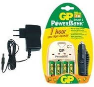 GP Power Bank Smart 2 - rychlonabíječka + 4 ks AA NiMH 2300mAh, vč. autoadaptéru - -