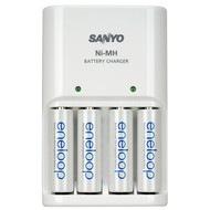 SANYO eneloop a 4 ks AA NiMH 2000mAh - Charger and Spare Batteries