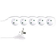 EMOS Extension Cord - 5 Sockets, 5m, 3 × 1,5mm2, White - Extension Cable
