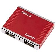 HAMA 4 port USB 2.0 HUB Alu mini red - USB Hub