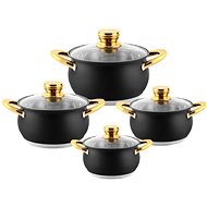 HOME ELEMENTS Stainless steel dinnerware set 8 pieces, black matt with gold components - Kitchenware Set