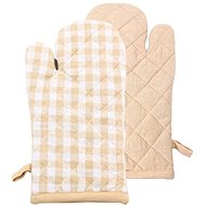 Home Elements Kitchen mitt with magnet 18 × 32 cm, beige checkered - Oven Mitt