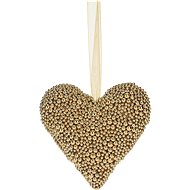 H&L Christmas decoration - beaded heart, gold, 15 cm - Christmas Decoration