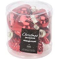H&L Set of Christmas glass ornaments 12 pcs 4 cm glossy red - Christmas Ornaments