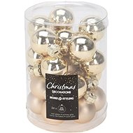 H&L Set of Christmas glass ornaments 24 pcs 2,5 cm glossy / matt gold - Christmas Ornaments