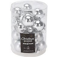 H&L Set of Christmas glass ornaments 24 pcs 2,5 cm shiny / matt silver - Christmas Ornaments