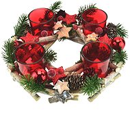 DOMMIO Christmas candle holder - red, 8 × 24 cm - Wreath