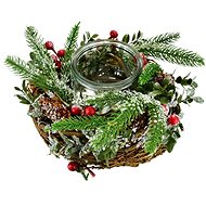 DOMMIO Christmas candle holder - with red berries, diameter 22 cm - Christmas Candlestick