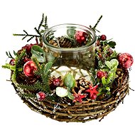 DOMMIO Christmas candle holder - with red balls, diameter 22 cm - Christmas Candlestick