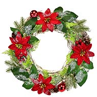 DOMMIO Christmas wreath - wicker with red poinsettia, 30 cm - Wreath