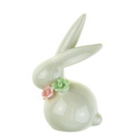 Dommio Porcelain bunny with flower 8,5 cm - Easter Decoration