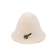 UAB Namu Tekstile Sauna cap "Finnish", white, 100% wool, with embroidery broomstick - Sauna Hat