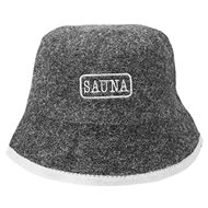 SOTRA Sauna cap with embroidery SAUNA, grey, wool - Sauna Hat