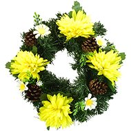 DOMMIO Christmas wreath with yellow chrysanthemums, 20 cm - Decoration