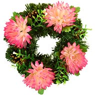 DOMMIO Christmas wreath with pink chrysanthemums, 20 cm - Decoration