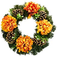 DOMMIO Christmas wreath with orange chrysanthemums, 30 cm - Wreath