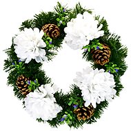 DOMMIO Christmas wreath with white chrysanthemums, 30 cm - Wreath