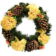 DOMMIO Christmas wreath with yellow chrysanthemums, 30 cm - Wreath
