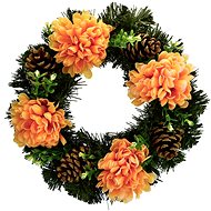 DOMMIO Christmas wreath with orange chrysanthemums, 30 cm - Decoration