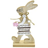 Dommio Wooden bunny with flower, 19 cm - Easter Decoration