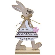 Dommio Wooden rabbit with flower, 19 cm - Easter Decoration